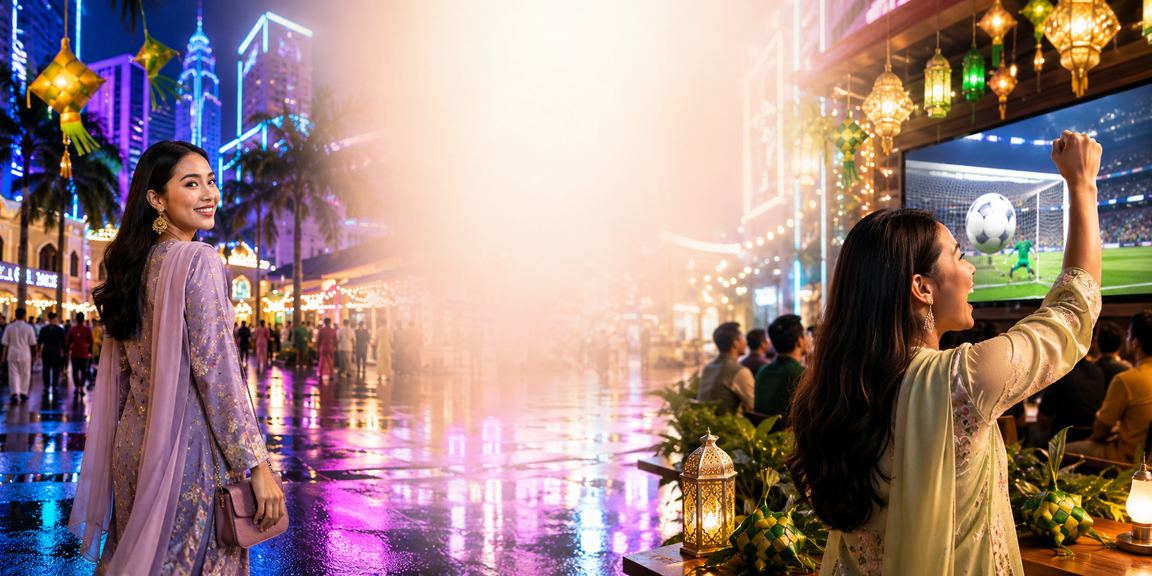 A festive Hari Raya Kuala Lumpur setting representing rezeki66's seasonal slots promotions