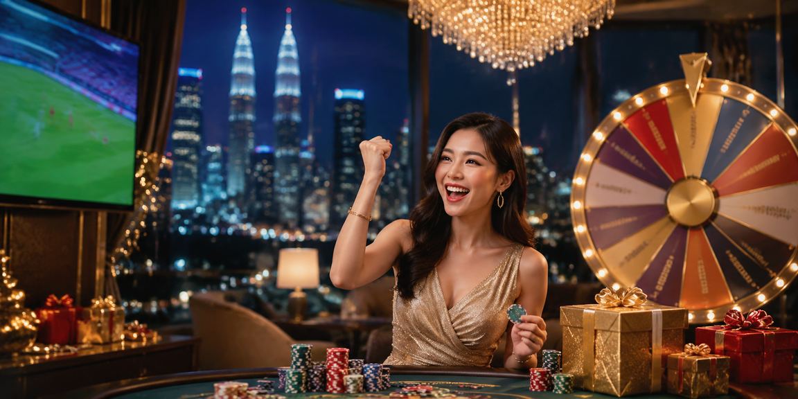 A Kuala Lumpur lucky draw setting representing the excitement of winning on rezeki66 slots
